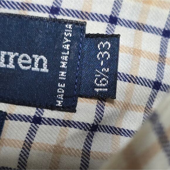 Ralph Lauren Yarmouth 100% Cotton Plaid Button-Up Shirt Size 16.5 - Picture 5 of 6